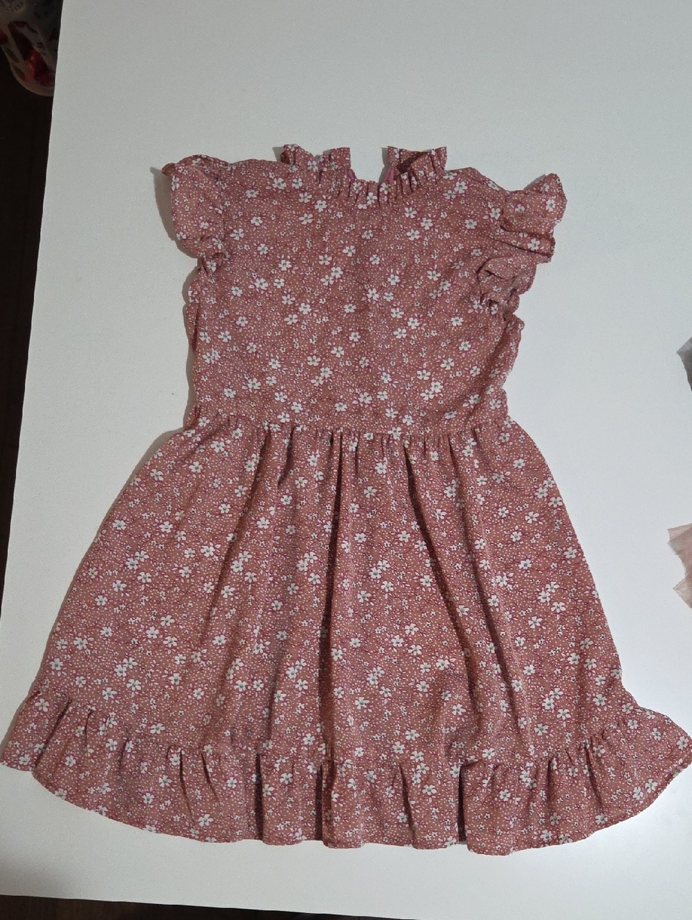 Girls' Pink Floral Ruffle Dress